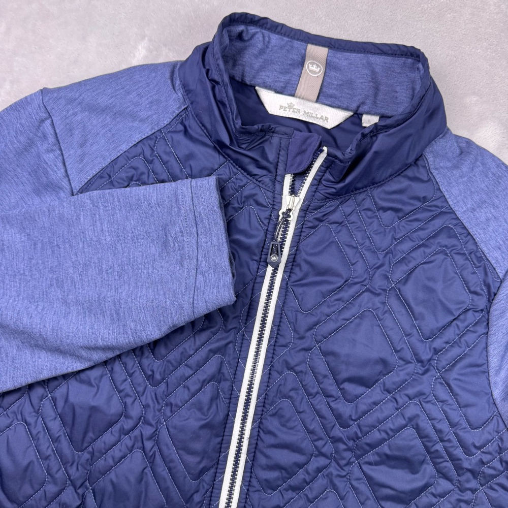 Peter Millar Womens Hybrid Quilted Full Zip Jacket Blue VPAC Logo Large